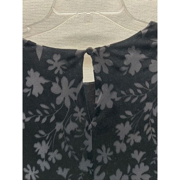 Calvin Klein Women’s 16W Black Floral Burnout Velvet Long Sleeve A-Line Dress - Picture 8 of 12